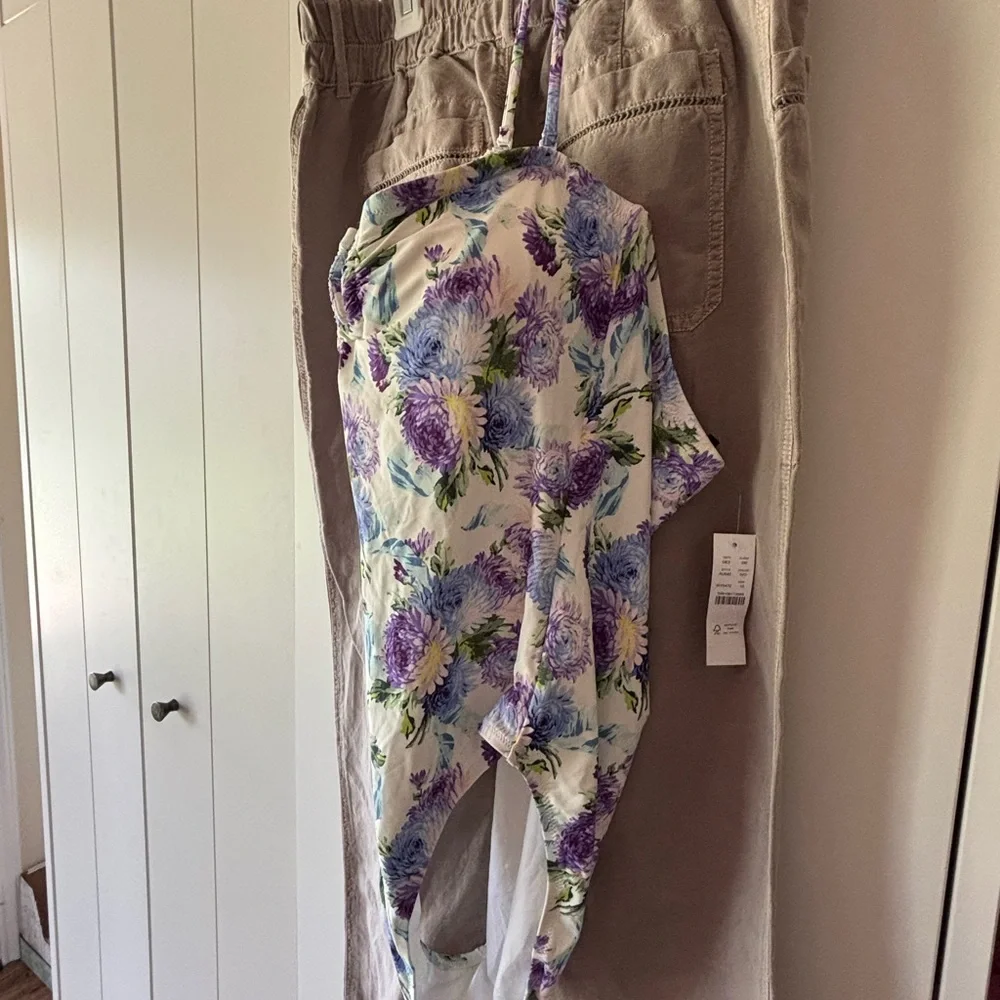 J. Crew Floral One Piece Swimsuit - Purple and Blue - Picture 3 of 3